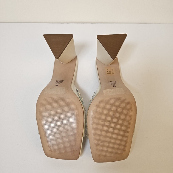 👍NWOT Schutz clear crystal white leather slide on block heal sandals sz 8.5 - Picture 9 of 9